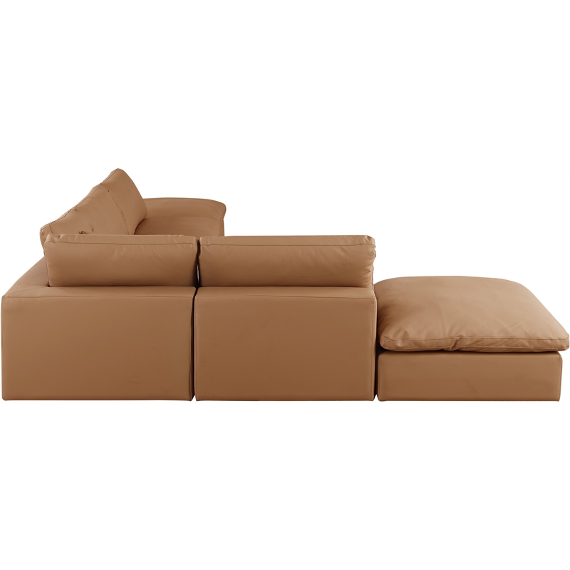 Meridian Furniture Comfy Cognac Vegan Leather 6-Pc. Modular Sectional
