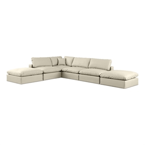 Meridian Furniture Comfy Cream Vegan Leather 6-Pc. Modular Sectional