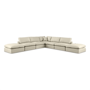 Meridian Furniture Comfy Cream Vegan Leather 7-Pc. Modular Sectional