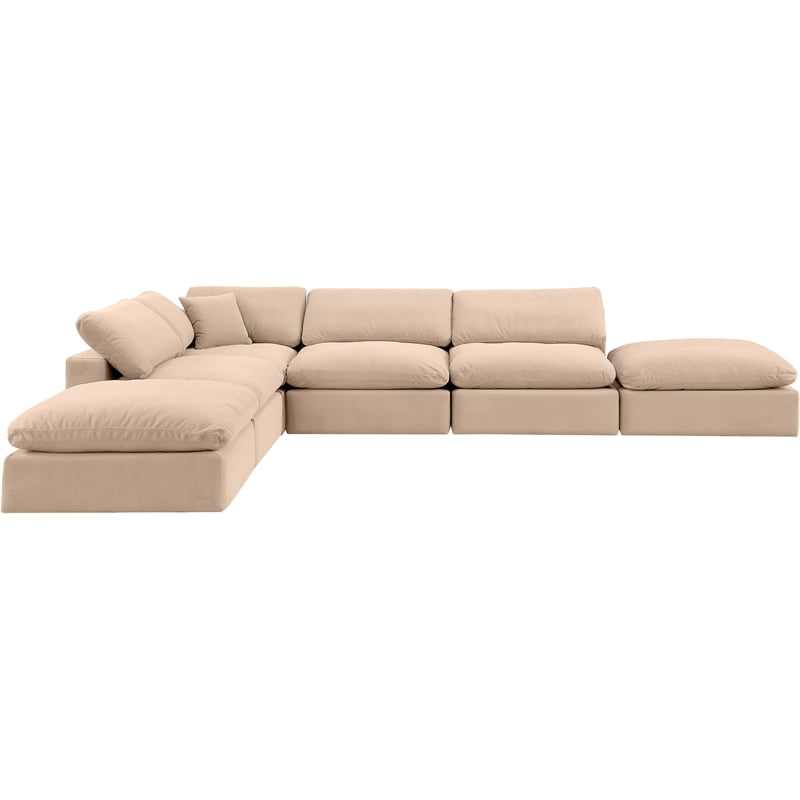 Meridian Furniture Comfy Beige Velvet 6-Pc. Modular Sectional