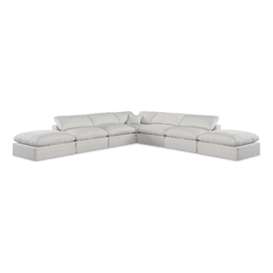Meridian Furniture Comfy Cream Linen Textured Fabric 7-Pc. Modular Sectional