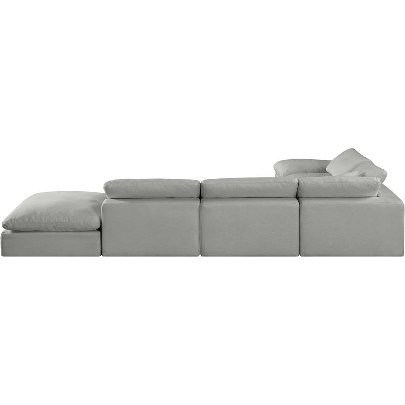 Meridian Furniture Comfy Grey Linen Textured Fabric 6-Pc. Modular Sectional