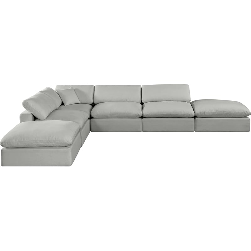 Meridian Furniture Comfy Grey Linen Textured Fabric 6-Pc. Modular Sectional