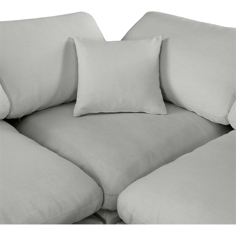 Meridian Furniture Comfy Grey Linen Textured Fabric 6-Pc. Modular Sectional