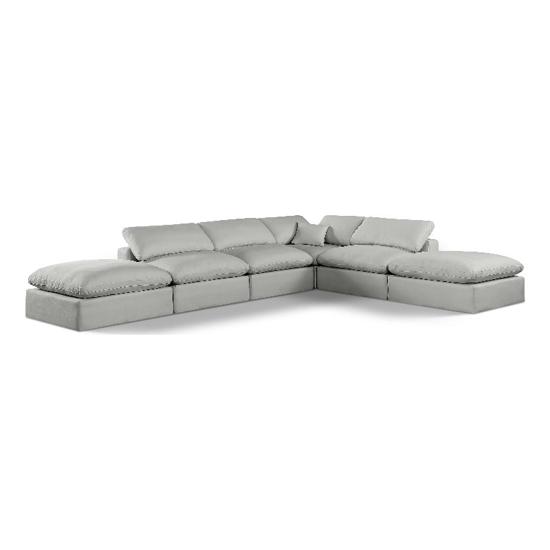 Meridian Furniture Comfy Grey Linen Textured Fabric 6-Pc. Modular Sectional