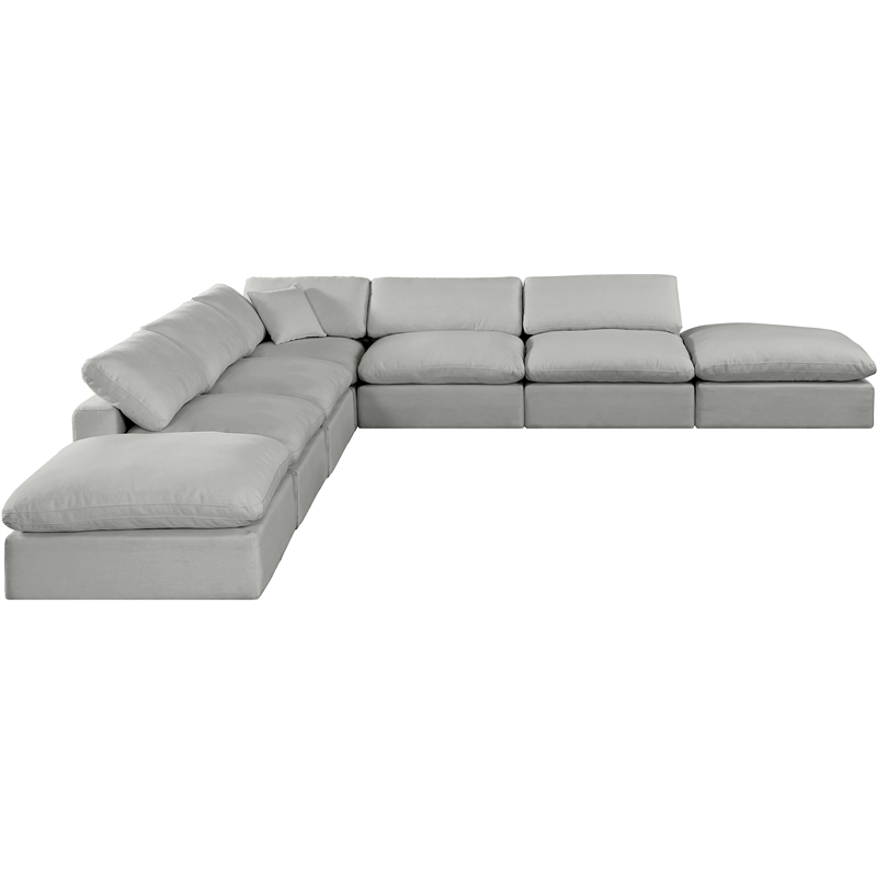 Meridian Furniture Comfy Grey Linen Textured Fabric 7-Pc. Modular Sectional