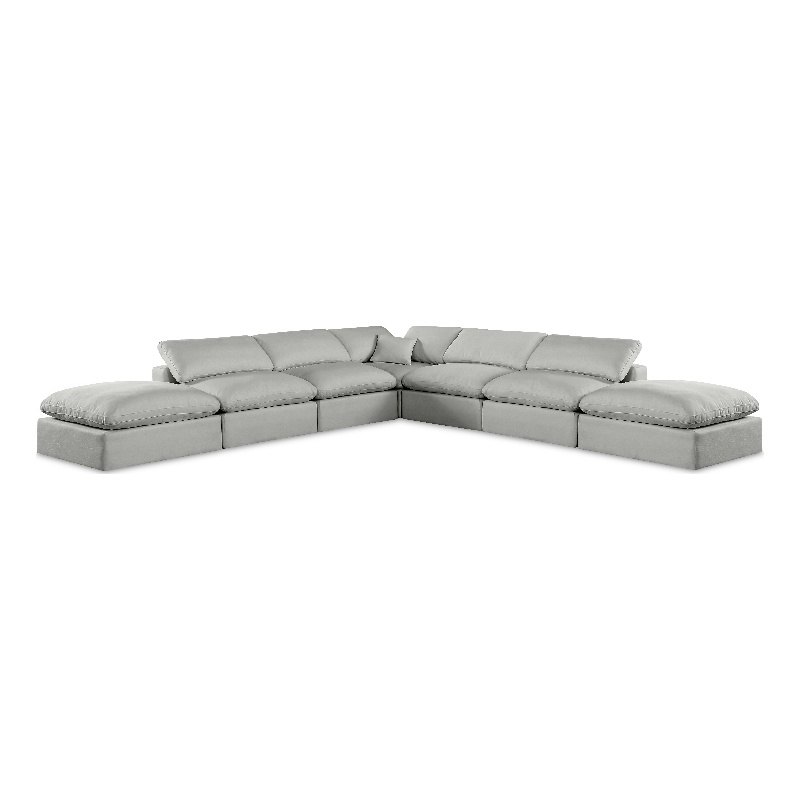 Meridian Furniture Comfy Grey Linen Textured Fabric 7-Pc. Modular Sectional