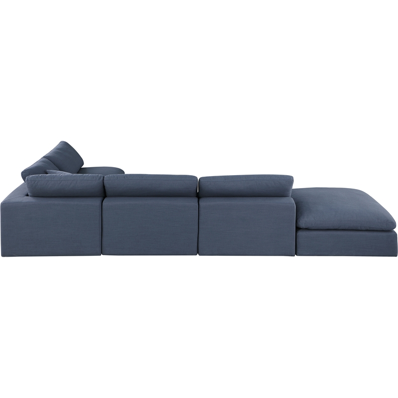 Meridian Furniture Comfy Navy Linen Textured Fabric 6-Pc. Modular Sectional