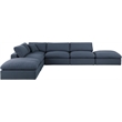 Meridian Furniture Comfy Navy Linen Textured Fabric 6-Pc. Modular Sectional