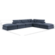 Meridian Furniture Comfy Navy Linen Textured Fabric 6-Pc. Modular Sectional