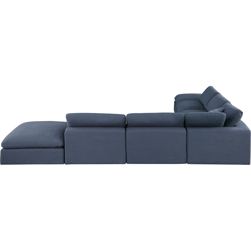 Meridian Furniture Comfy Navy Linen Textured Fabric 7-Pc. Modular Sectional