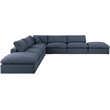 Meridian Furniture Comfy Navy Linen Textured Fabric 7-Pc. Modular Sectional