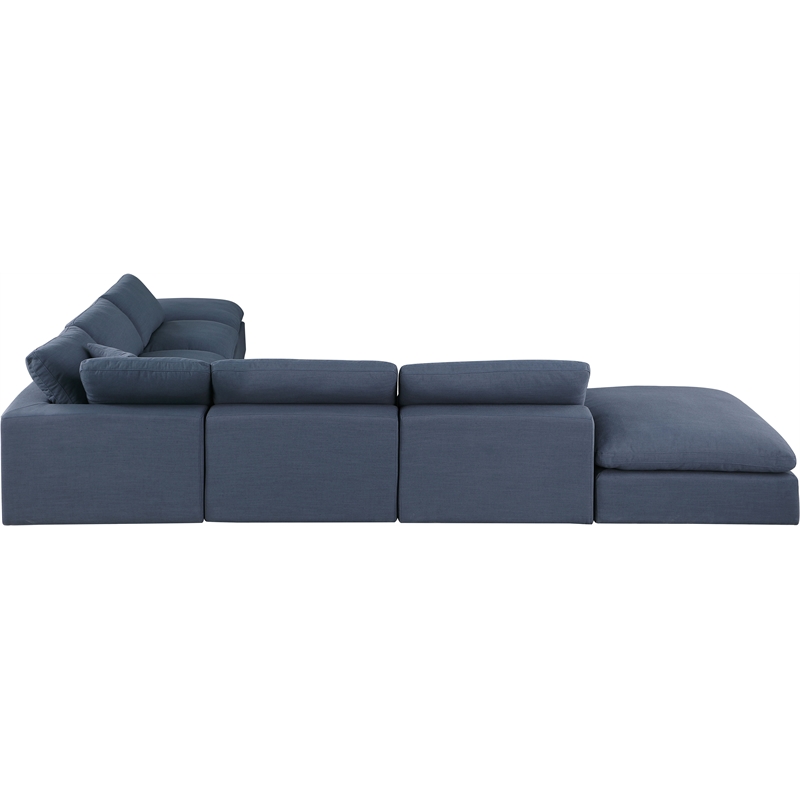 Meridian Furniture Comfy Navy Linen Textured Fabric 7-Pc. Modular Sectional