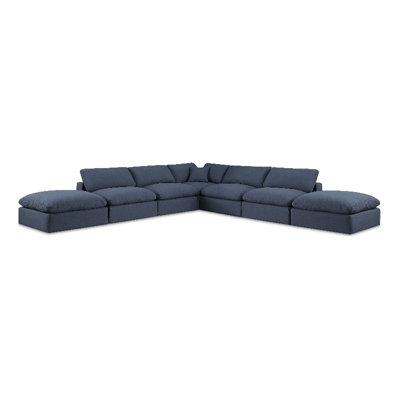 Meridian Furniture Comfy Navy Linen Textured Fabric 7-Pc. Modular Sectional