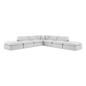 Meridian Furniture Comfy White Linen Textured Fabric 7-Pc. Modular Sectional