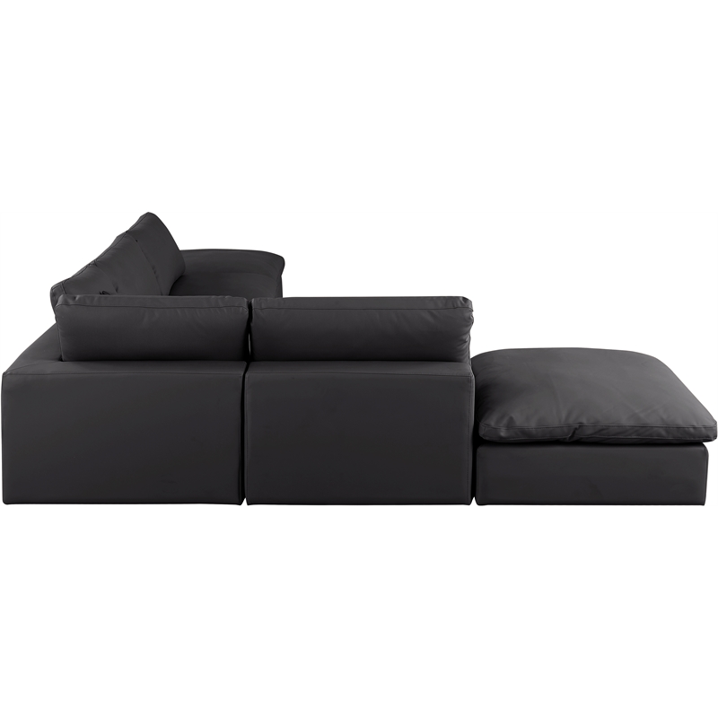 Meridian Furniture Comfy Black Vegan Leather 6-Pc. Modular Sectional