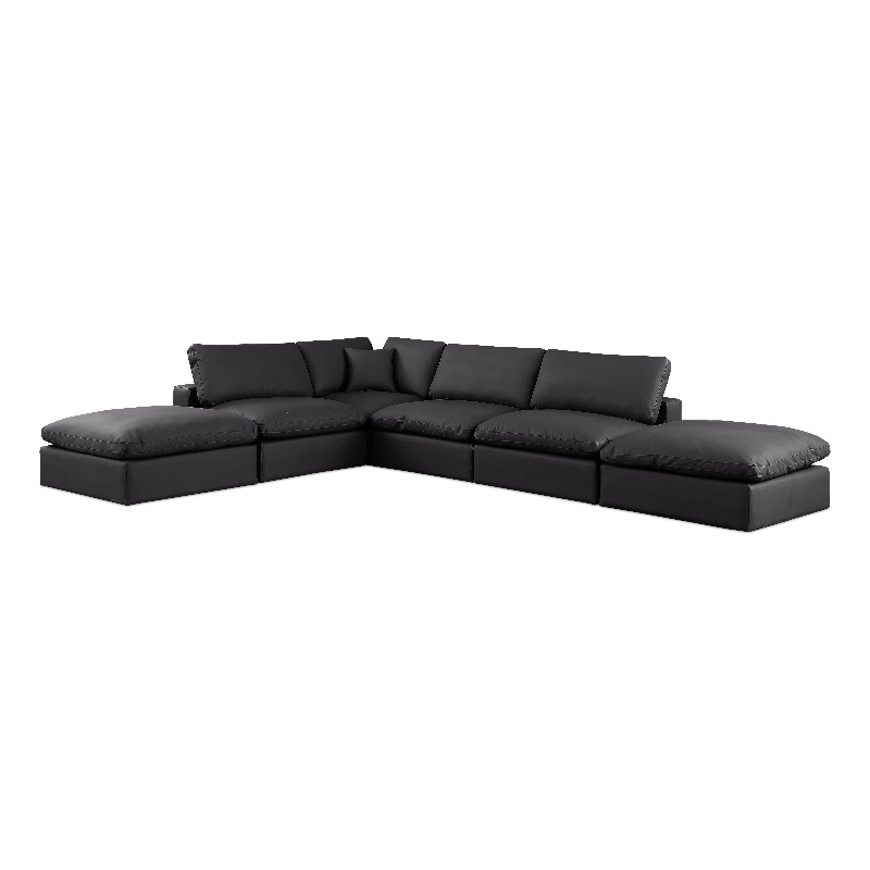 Meridian Furniture Comfy Black Vegan Leather 6-Pc. Modular Sectional
