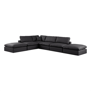 Meridian Furniture Comfy Black Vegan Leather 6-Pc. Modular Sectional