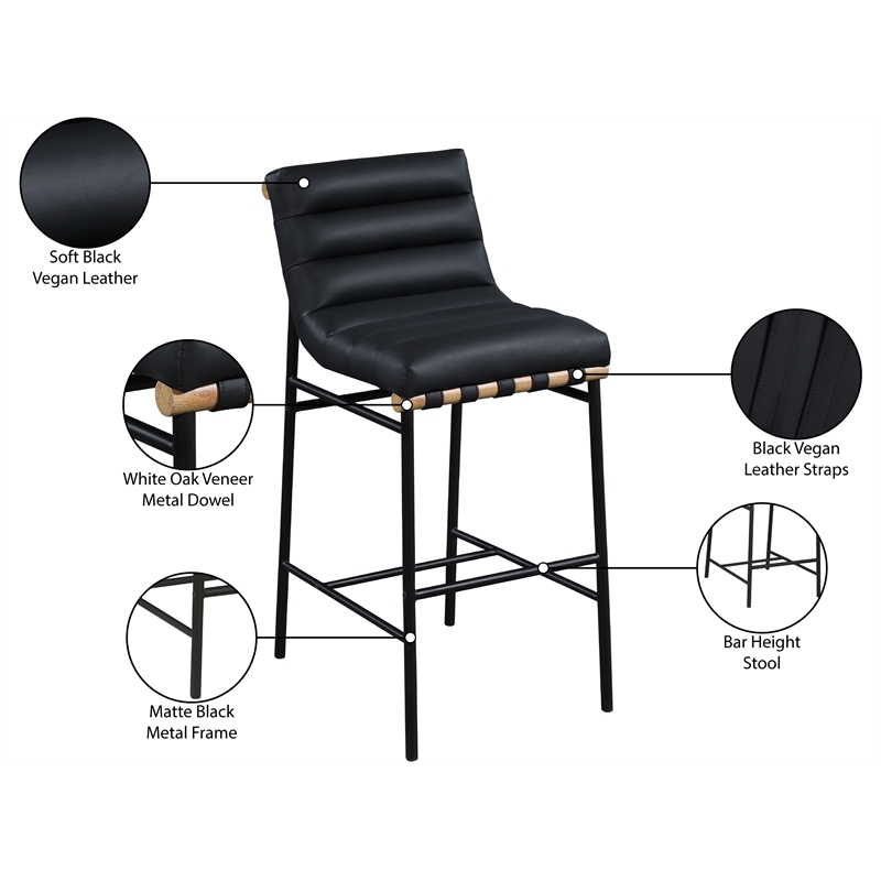 Meridian Furniture Burke Black Vegan Leather Bar Stool