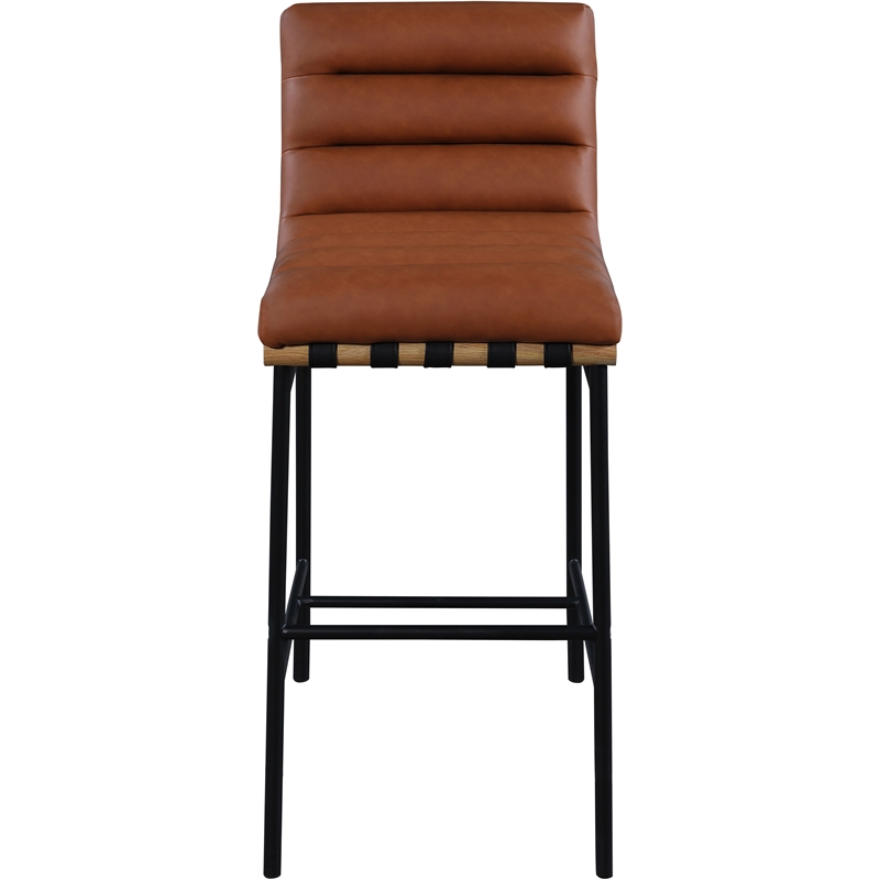 Meridian Furniture Burke Cognac Vegan Leather Bar Stool