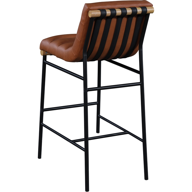 Meridian Furniture Burke Cognac Vegan Leather Bar Stool