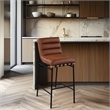 Meridian Furniture Burke Cognac Vegan Leather Bar Stool