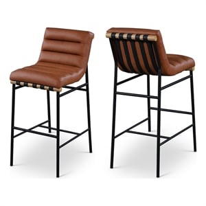 Meridian Furniture Burke Cognac Vegan Leather Bar Stool