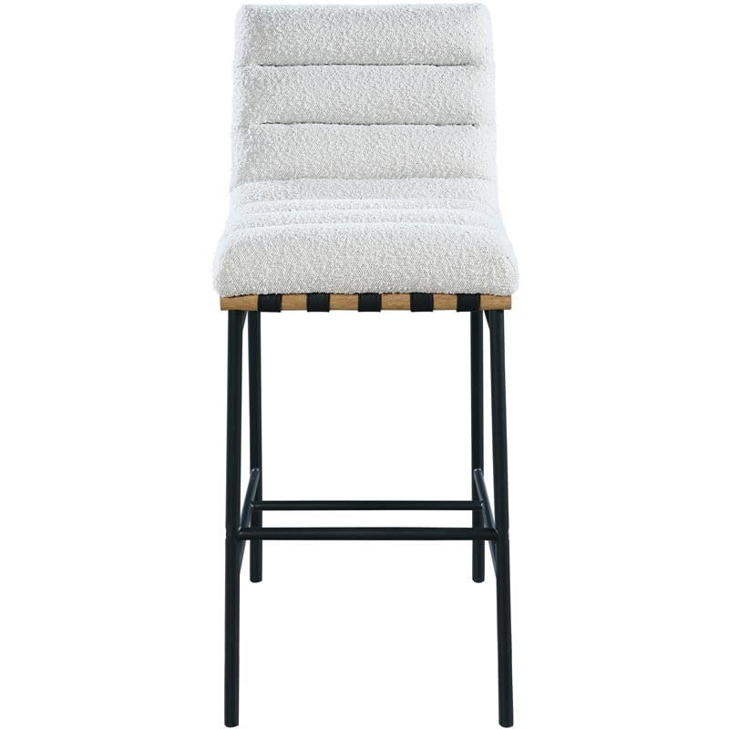 Meridian Furniture Burke Cream Boucle Fabric Bar Stool