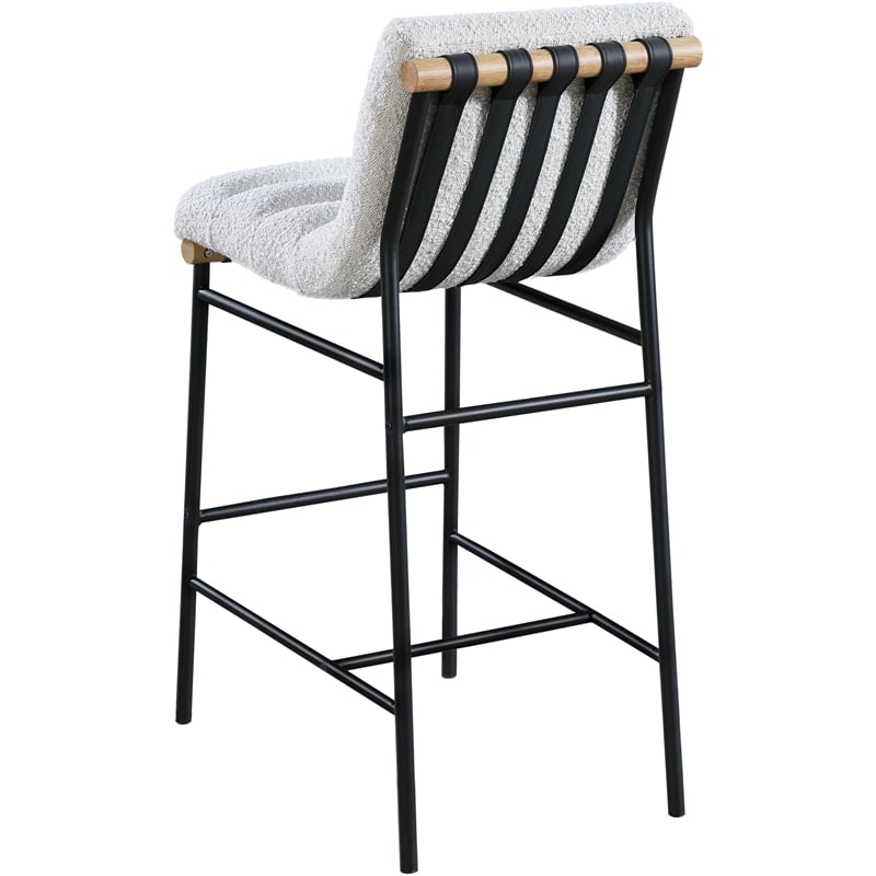 Meridian Furniture Burke Cream Boucle Fabric Bar Stool