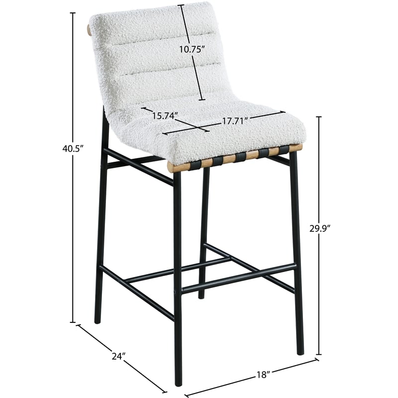 Meridian Furniture Burke Cream Boucle Fabric Bar Stool