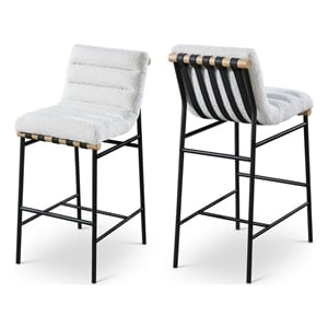 Meridian Furniture Burke Cream Boucle Fabric Bar Stool
