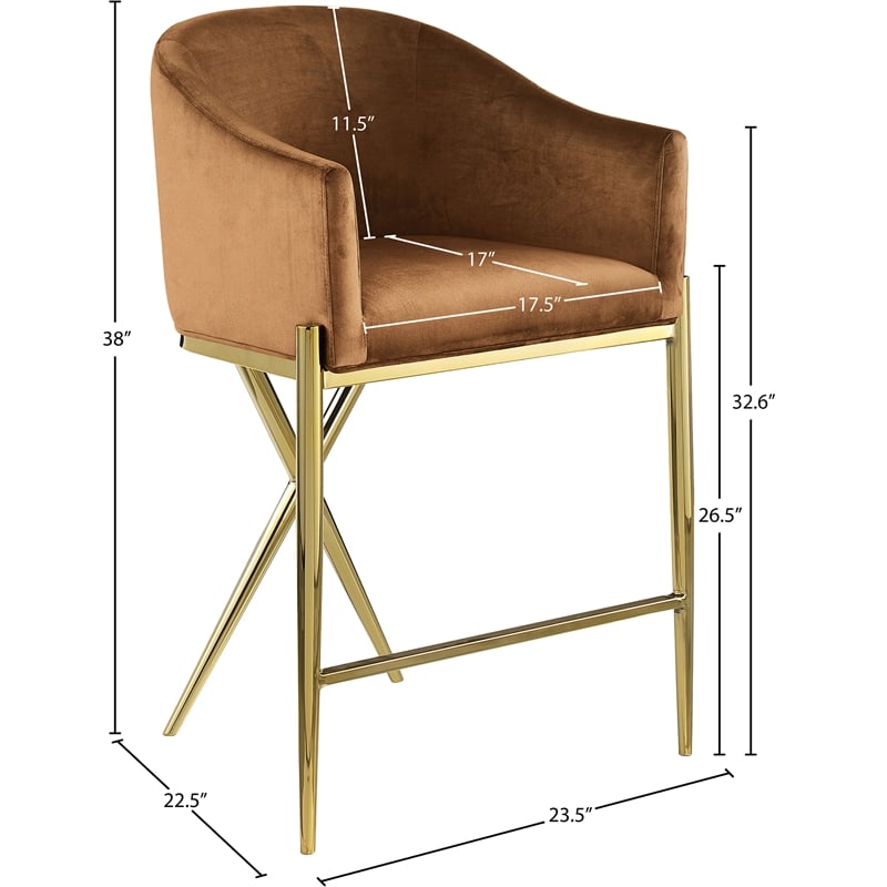 Meridian Furniture Xavier Saddle Velvet Counter Stool