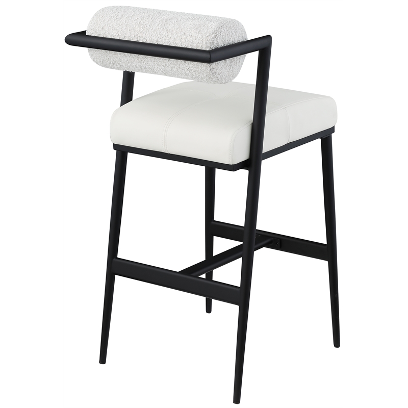 Meridian Furniture Stryker Cream Boucle Fabric / Vegan Leather Stool (Set of 2)