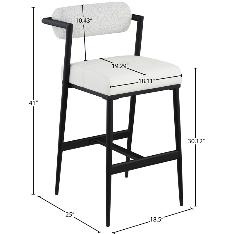 Meridian Furniture Stryker Cream Boucle Fabric / Vegan Leather Stool (Set of 2)