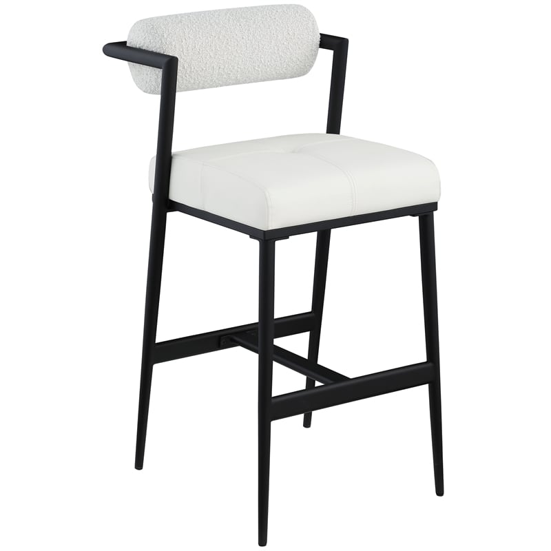 Meridian Furniture Stryker Cream Boucle Fabric / Vegan Leather Stool (Set of 2)