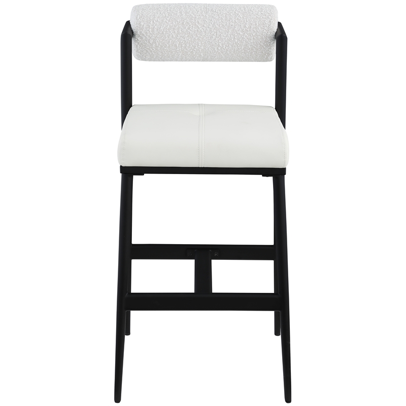 Meridian Furniture Stryker Cream Boucle Fabric / Vegan Leather Stool (Set of 2)