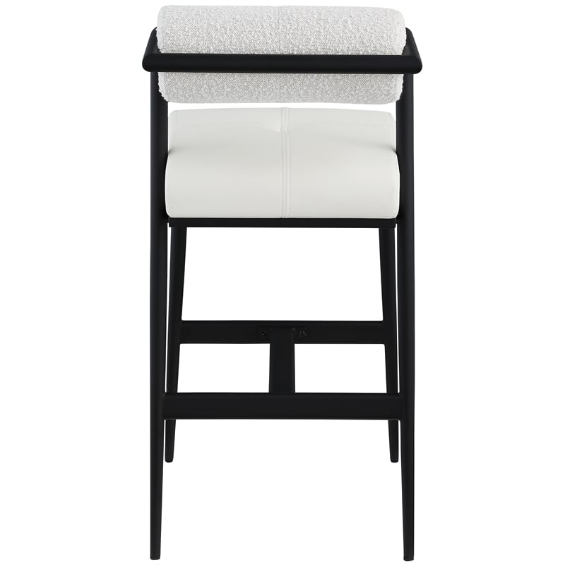 Meridian Furniture Stryker Cream Boucle Fabric / Vegan Leather Stool (Set of 2)