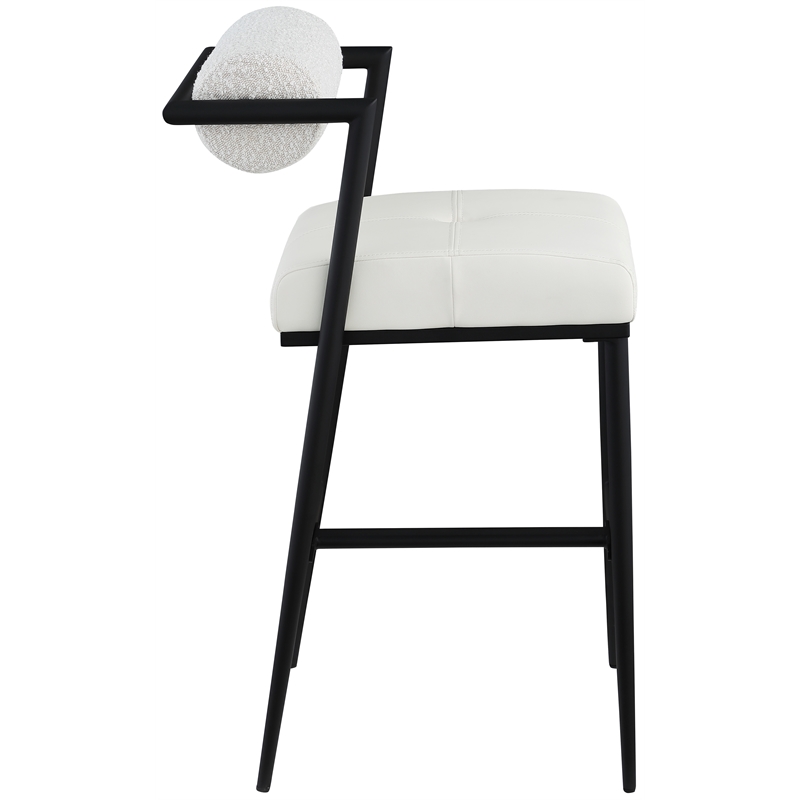 Meridian Furniture Stryker Cream Boucle Fabric / Vegan Leather Stool (Set of 2)