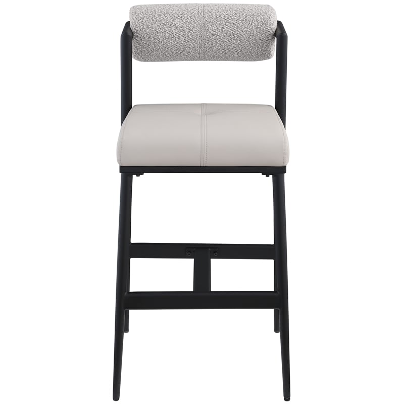 Meridian Furniture Stryker Taupe Boucle Fabric / Vegan Leather Stool (Set of 2)