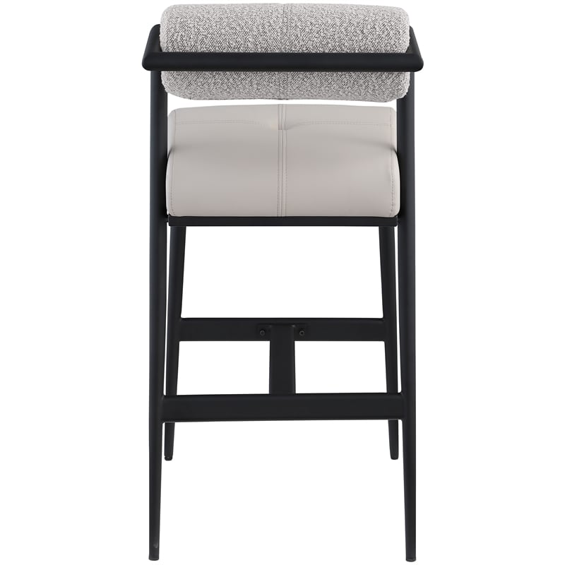 Meridian Furniture Stryker Taupe Boucle Fabric / Vegan Leather Stool (Set of 2)