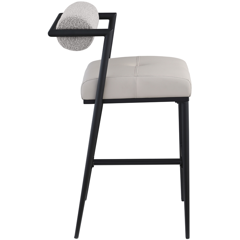 Meridian Furniture Stryker Taupe Boucle Fabric / Vegan Leather Stool (Set of 2)