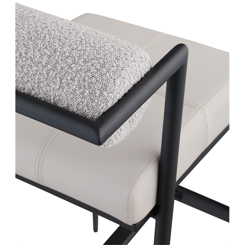 Meridian Furniture Stryker Taupe Boucle Fabric / Vegan Leather Stool (Set of 2)