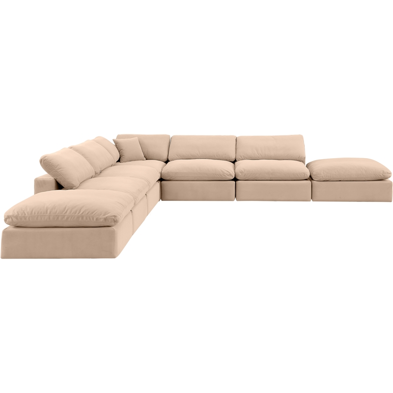 Meridian Furniture Comfy Beige Velvet 7-Pc. Modular Sectional