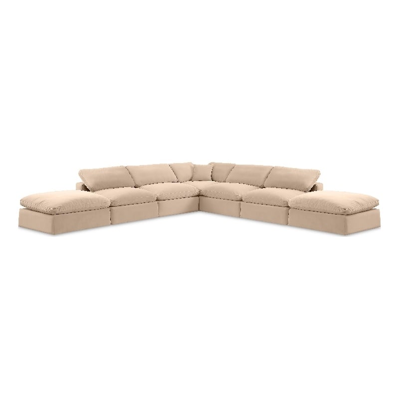 Meridian Furniture Comfy Beige Velvet 7-Pc. Modular Sectional