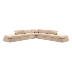 Meridian Furniture Comfy Beige Velvet 7-Pc. Modular Sectional