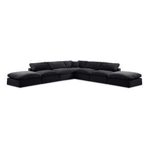 Meridian Furniture Comfy Black Velvet 7-Pc. Modular Sectional