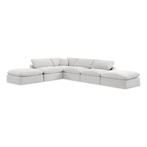 Meridian Furniture Comfy Cream Velvet 6-Pc. Modular Sectional
