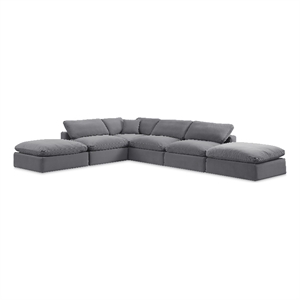 Meridian Furniture Comfy Grey Velvet 6-Pc. Modular Sectional