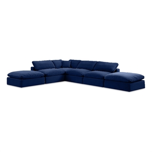 Meridian Furniture Comfy Navy Velvet 6-Pc. Modular Sectional