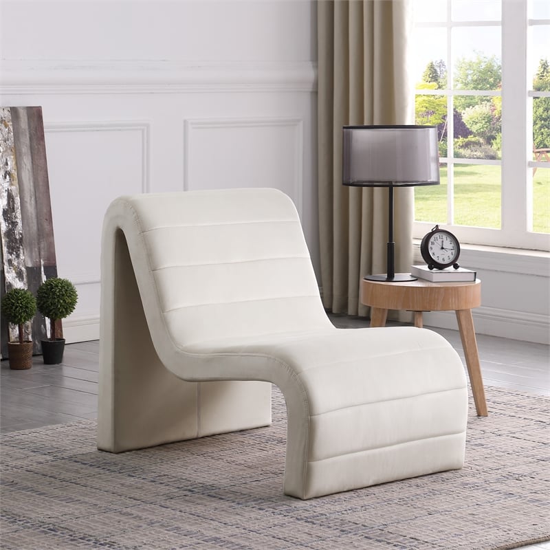 Meridian Furniture Ivy Cream Velvet Accent Chair